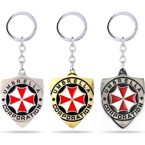 2 Colors Alloy Keychain Umbrella Corporation Logo shield shape Hoder For Fans Unique Movie Jewelry Accessories