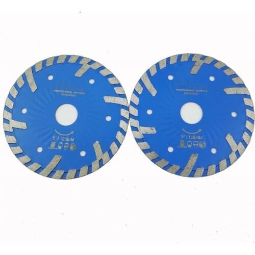 DIATOOL 2pcs 5" Hot pressed Diamond turbo Blade with Slant protection teeth 125mm stone construction material cutting Disc