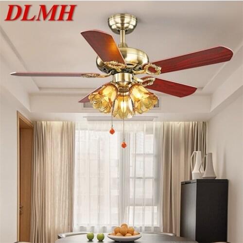 DLMH Ceiling Fan And Light With Wood Blade 220V 110V Modern Fan Lighting for Home Dining Room Bedroom Restaurant