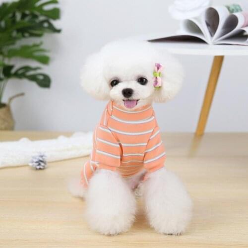 Dog Jumpsuit Striped Design Comfortable Casual Pet Four-legged Shirt Puppy Dog Jumpsuits Pet Home Apparel