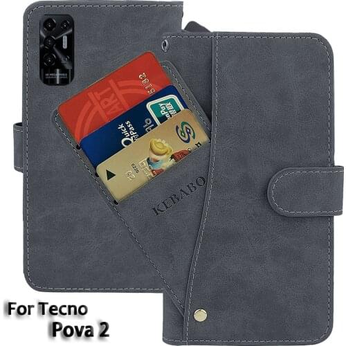 Leather Wallet Tecno Pova 2 Case 6.9" Flip Fashion Luxury Front Card Slots Cases Cover Business Magnetic Phone Bags