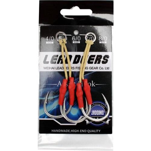 10pcs/lot Fishing Cast Jigs Assist Hook Kevlar Line Barbed Double Jig Hooks High Carbon Steel fishing lure slow jigging