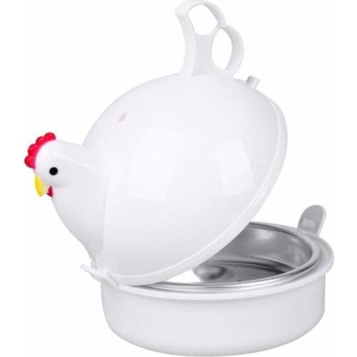 Microwave Egg Poachers Chicken Shape Egg Cooker Stainless Steel Boiler Steamer for 4 Eggs Egg Tool Kitchen Cooking Gadgets