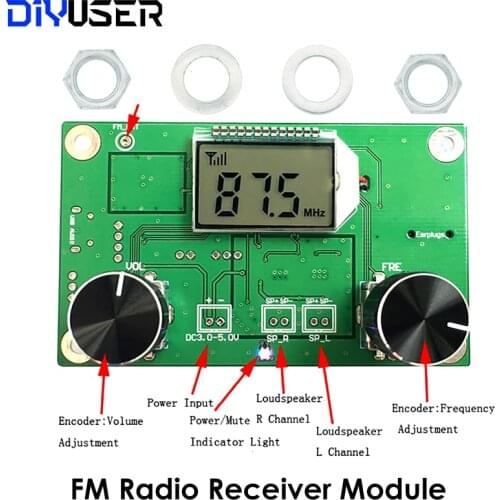 FM Radio Receiver Module Frequency Modulation Stereo Receiving PCB Circuit Board With Silencing LCD Display 3-5V LCD Module