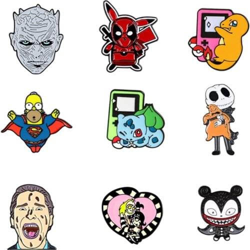 Cartoons Anime Badges Lapel Pins Cute Enamel Brooches For Women Mini Decorative Hijab Pins Avatar Badges Brooches On Backpack