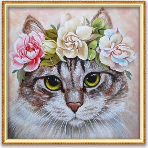 Animal Cat DIY Cross Stitch Embroidery 11CT Kits Craft Needlework Set Cotton Thread Printed Canvas Home Decoration Dropshipping