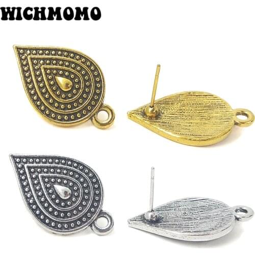 New 6pcs 16*26MM Retro Gold Water Droplets Shape Earring Base Earring Connector for DIY Earrings Accessories