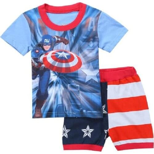 New Neck Boys Cotton Pajamas Set Cartoon Cosy Round For Child kids short sleeve pyjamas Girls Boys Sleepwear pajama set