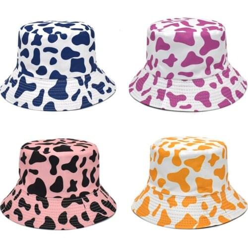Cotton Cow Print Bucket Hat Fisherman Hat Outdoor Travel Hat Sun Cap Hats for Men and Women 311