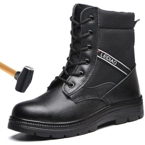 Work Safety Boot Plush Warm Winter Boots Men Boots Steel Toe Safety Shoes Men Anti-piercing Indestructible Shoes Ankle Boots