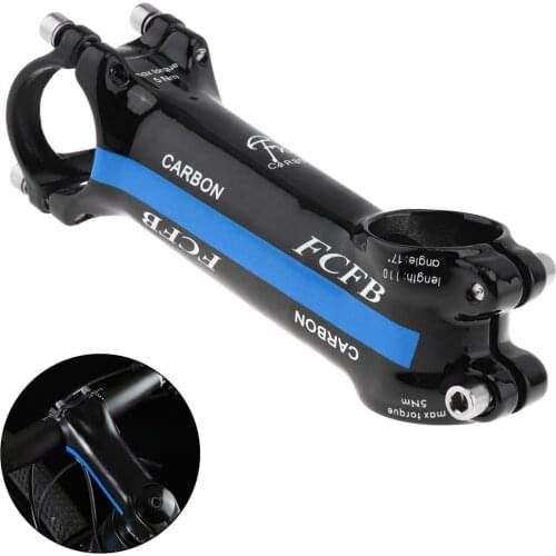 Adjustable Aluminum Carbon Fiber Blue Riser Rod Stem Carbon Fiber Bicycle Ultralight Stem Carbon Handle 28.6-31.8MM 17 Degree