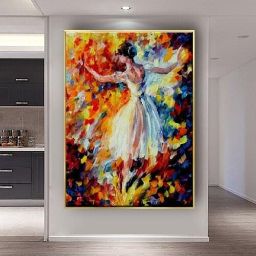 Hand-painted oil painting abstract knife painting dancing girl canvas painting modern home decoration painting living room art
