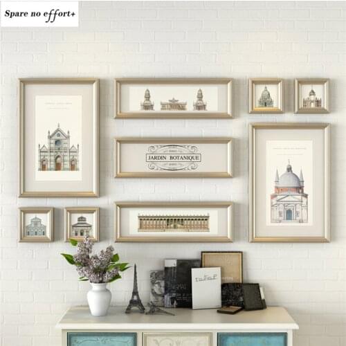 Northern Europe Style Vintage Photo Frame Wall Family Picture Frame Sets Picture Frames For Paintings Wall Hanging Decoration