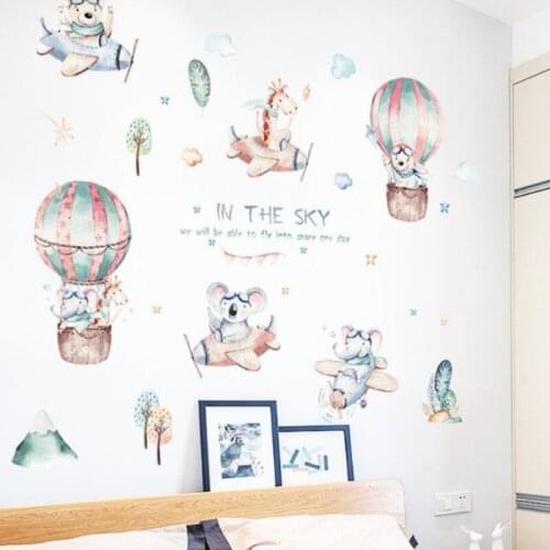 Fantasy Cartoon Hot Air Balloon Childrens Room Entrance Cabinet Wardrobe Classroom Bedside Decoration Wall Sticker