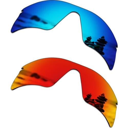 SmartVLT 2 PCS Polarized Sunglasses Replacement Lenses for Oakley Radar Range Ice Blue and Fire Red