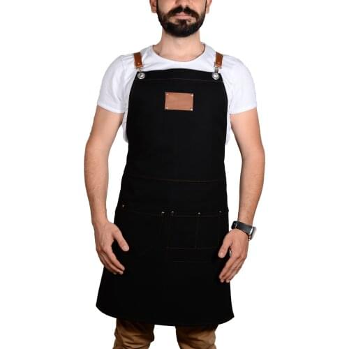 Special design leather detail apron Barista Kitchen Barbers Hair Dresser Chefs BBQ Apron