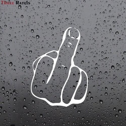 Three Ratels FD614 Middle Finger Cartoon Vinyl Car-Styling Car Sticker Auto Fuel Tank Cap Bumper Decoration Decals