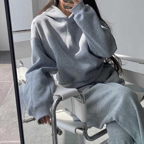 TVVOVVIN Spring Hoodies Solid Color Loose Casual Hooded Pullover Tops Korean Long Sleeve All-match Sweatshirt Women NS7P