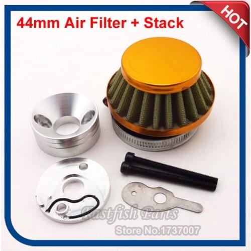 44mm Air Filter + Adapter Velocity Stack Aluminum For Xcooter Cobra Motovox Gas Scooter Motorcycle