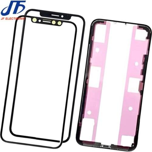 10Set/lot Repair for iPhone X XR XS Max Front Screen Outer Glass Lens with OCA Film & Middle Frame Bezel Chassis + Adhesive