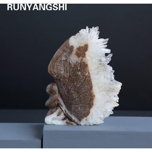1pc Natural Raw Clear quartz Butterfly Girl white Crystal Cluster Healing Stones Specimen Hand carved ornaments for gifts