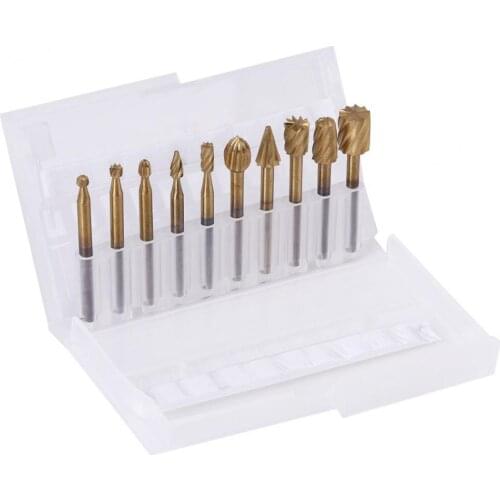 10pcs/Set HSS Routing Milling Burrs File Cutter Wood Woodworking Carving Carved Knife Cutter Tools Accessories