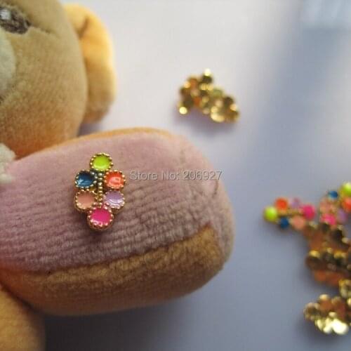 MD-522 10pcs Fancy Colorful Stud Gold Deco Metal Charms Metal Deco Charms Nail Art