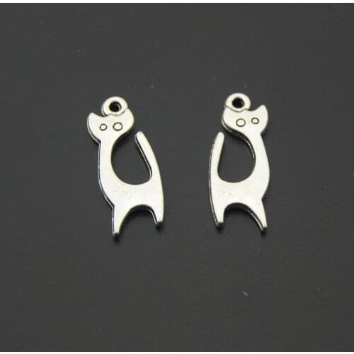 10pcs Tibetan Silver Color Simply Adorable Cat Charms Pendants Animal For DIY Jewelry Making Findings A2207