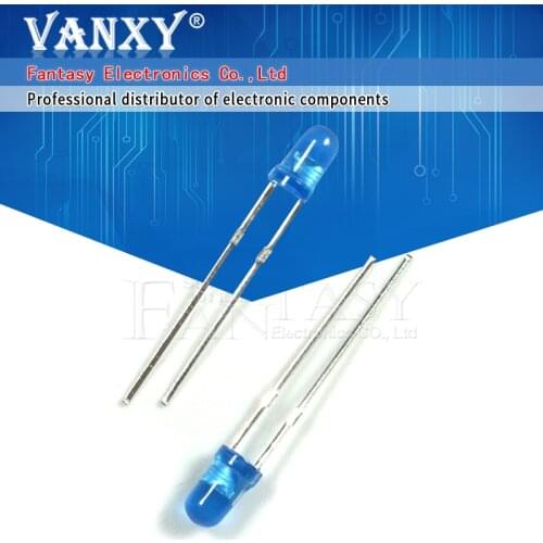 100pcs led 3mm blue diffused blue turn blue