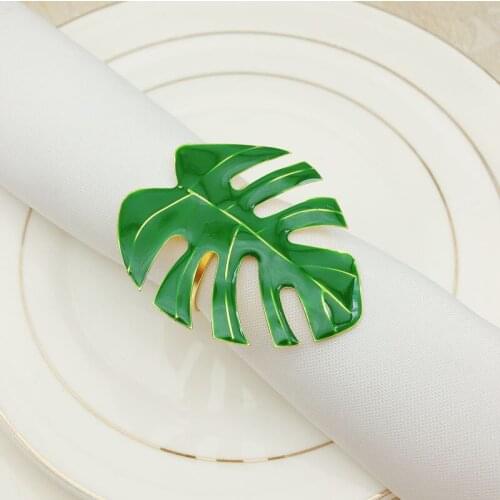 20pcs Hotel green turtle back leaf napkin buckle napkin ring leaf napkin ring mouth cloth ring