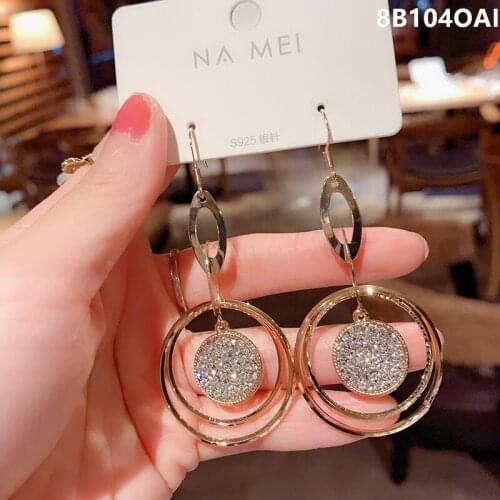 2021 Geometric full round pendant earrings female hollow web celebrity needle earring ring long tassel earrings sem pirtcing