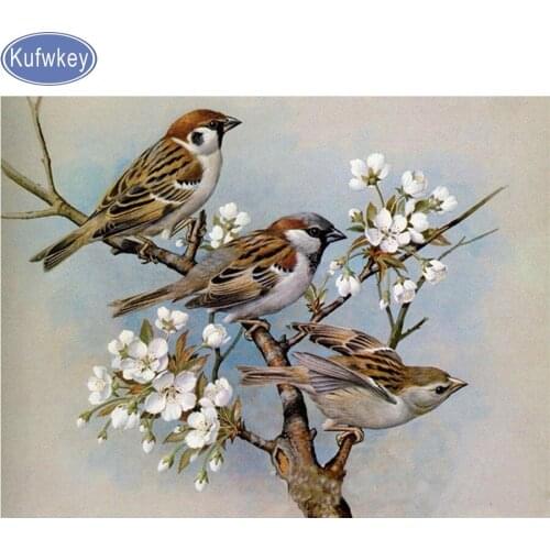 Diy 3D diamond Embroidery animals Diamond Painting bird and flowers Needlework square Resin Drill Cross-Stitch Home Decor Mosaic