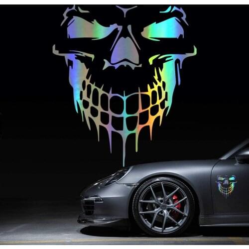 3D Laser Skull Car Stickers Reflective Waterproof Self-Adhesive Vinyl Auto Exterior Decal Accessories for Car Door Bumper Window