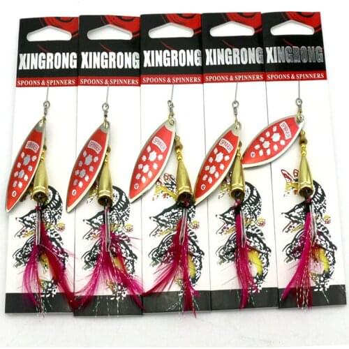 5PCS metal hard spinner spoon fishing lures 10g 8cm 6#japan hooks wobble pike bass fishing baits isca pesca fishing tackles