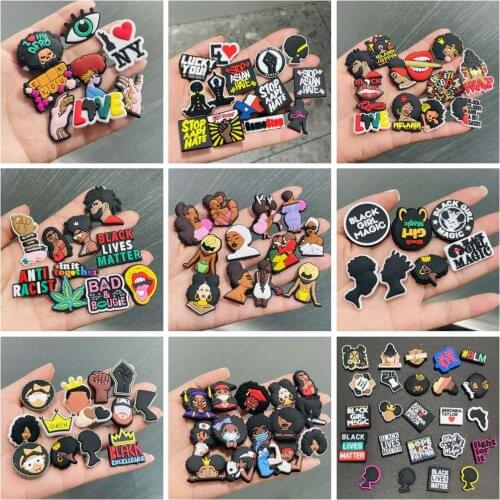 50Pcs Black lives Better Black Human Rights Protection Designer Bulk Shoe Charms Accessories PVC Shoe Decoration Croc jibz