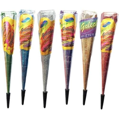 6 Colors Body Art Tattoo Paint Temporary Draw Indian Mehndi Henna Paste Henna Glitter Cone Cone Glitter Stage