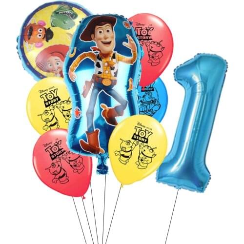 8pcs Story Buzz Light Year Balloon Cartoon Foil Helium Blue Balloons Kids Toy Globos Happy Birthday Party Baby Shower Balloon