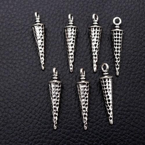 8pcs/lot Silver Plated 3D Ice Cone Charm Metal Pendants DIY Necklaces Bracelets Jewelry Handicraft Accessories 31*8mm P648