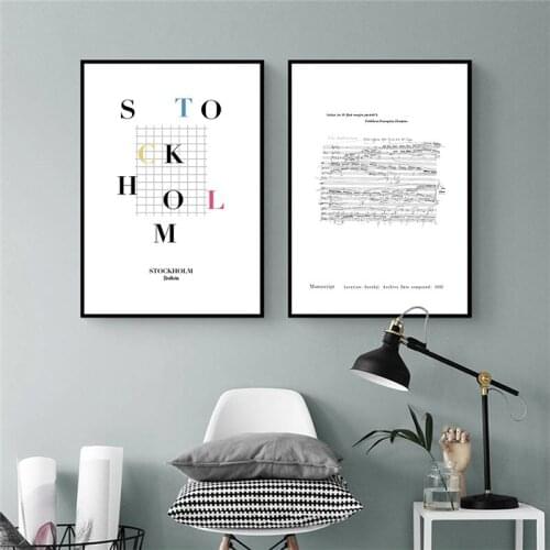 Abstract Musical Notation Letter Wall Art Poster Nordic Black White Quotes Canvas Painting Modern Minimalism Living Room Decor