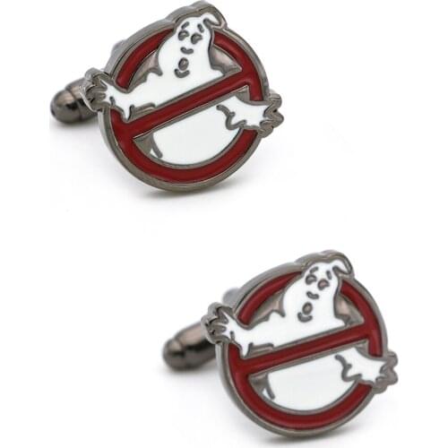 Free Shipping Mens Cufflinks Ghostbusters Design Gunblack Red Color Quality Copper Cuff Links Wholesale&retail