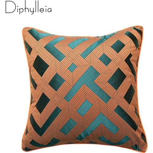 Diphylleia Modern Upholstery Living Room Sofa Cushion Cover High End Jacquard Luxury Pillow Case Orange Peacock Blue Dark Green