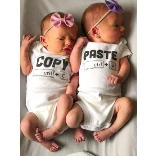 Copy Paste Twins Onesie Twins Announcement Gifts for Twins Baby Shower Gift for Boys Girls Identical Twins Bodysuits Wear