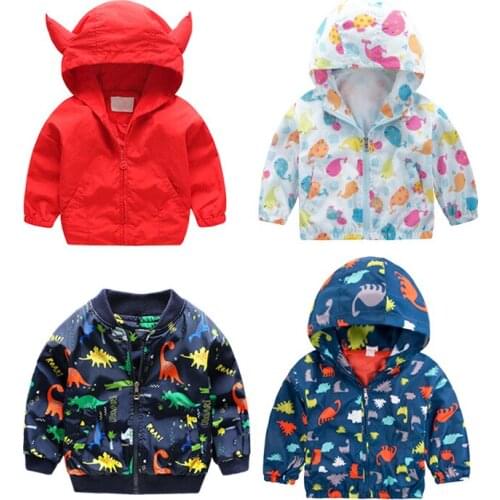 Children Trench Coat BOYS 2018 New Style Autumn Baby Raincoat Jacket Children Cartoon Bunny Hooded Coat