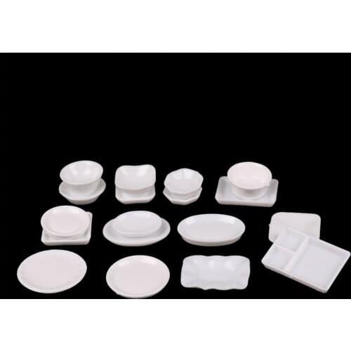 18pcs Mini Dish Plates Tableware Dinnerware Sets Miniature Dollhouse Decoration Fairy Garden Home Decor DIY Accessories