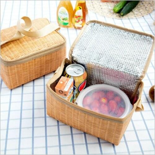 Insulated Lunch Bag Cooler Adult Food Rattan Thermos Travel Work Women Men Large