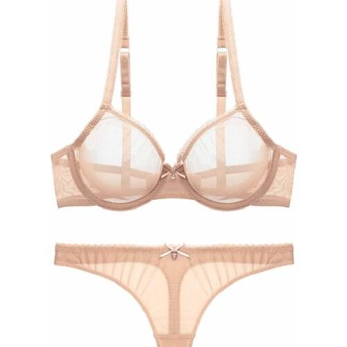 Erotic Sexy Suit for Womens See Through Mesh Lingerie Set Adjustable Straps Underwire Unlined Hot Bra with Briefs Sleepwear