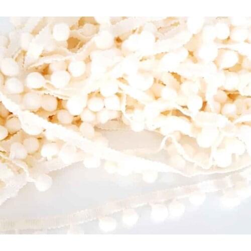 Cream color pompom ribbon ornament