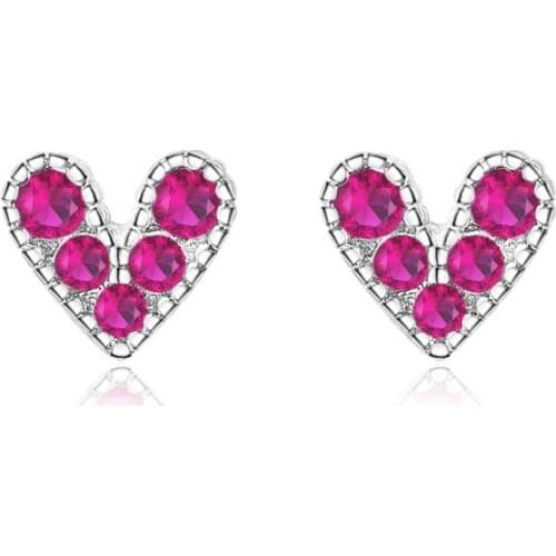 Love Heart Silver Color Cubic Zirconia Stud Earring For Women Girls Simple Trendy Crystal Fashion Jewelry Girls Birthday Gift