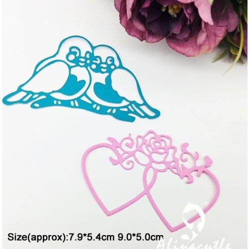 Metal Cutting die Cut Double Heart Birds DIY Scrapbooking Paper Craft Handmade Card Album Punch Knife Art Cutter Alinacutle Die