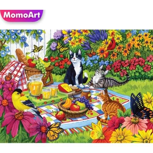 MomoArt Diamond Painting Cat New Arrival Diamond Embroidery Animal Cross Stitch Kits Mosaic Butterfly Needlework Handmade Hobby